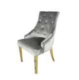 AWST Dining Chairs Romeo Silver Lion Knocker Back Fabric Chair
