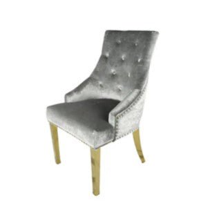 AWST Dining Chairs Romeo Silver Lion Knocker Back Fabric Chair