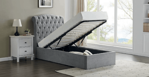 Limelight Rosa Ottoman Bed Frame Single (90cm) Rosa Light Grey Fabric Ottoman Storage Bed
