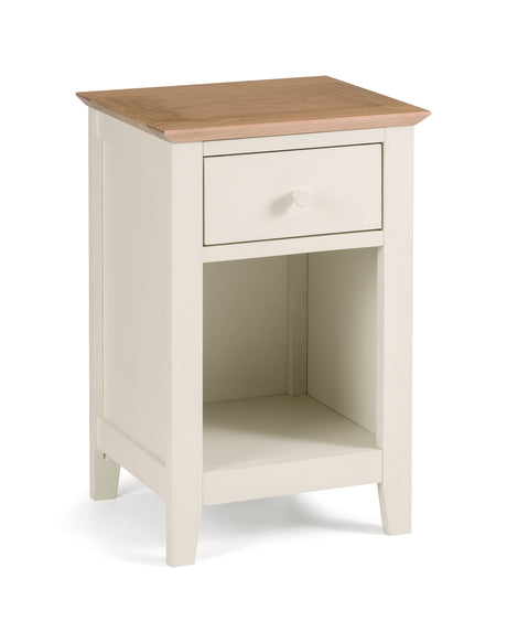 Julian Bowen Bedside Salerno Shaker Ivory/ Oak 1 Drawer Bedside