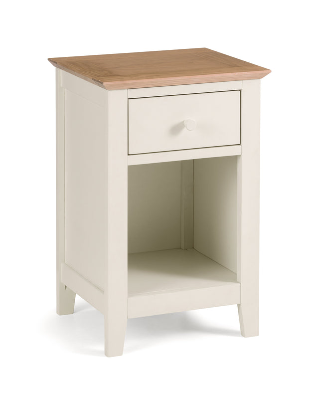 Julian Bowen Bedside Salerno Shaker Ivory/ Oak 1 Drawer Bedside