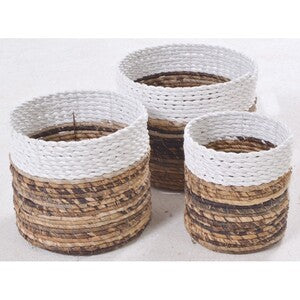 Ancient Mariner Set of Three White Rimmed Baskets