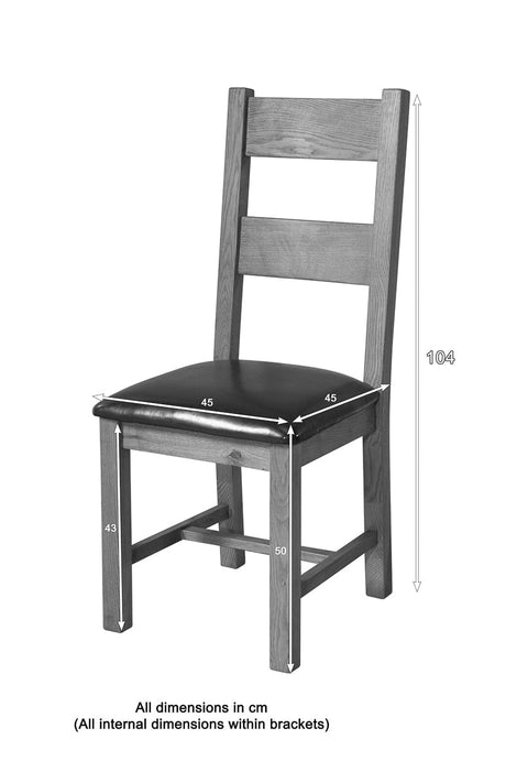 Your Home Style Dining Chairs Shrewton Pair of Rustic Chairs - PU Seat Pad