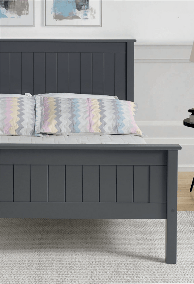 Limelight Taurus Bed Frame Single (90cm) Taurus Dark Grey Wooden Bed Frame with Low Foot End