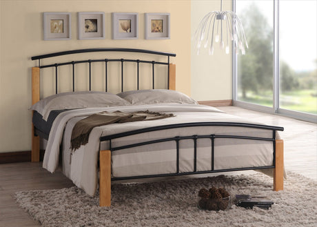 Time Living Bed Frame Single 90cm / Black & Oak Tetras Wooden & Metal Bed Frame