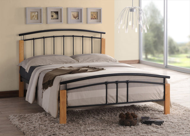 Time Living Bed Frame Single 90cm / Black & Oak Tetras Wooden & Metal Bed Frame