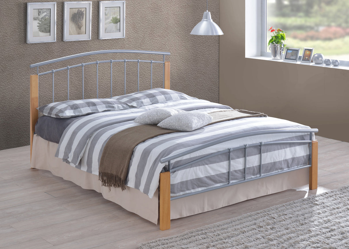Time Living Bed Frame Single 90cm / Silver & Oak Tetras Wooden & Metal Bed Frame