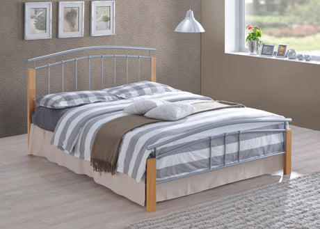 Time Living Bed Frame Single 90cm / Silver & Oak Tetras Wooden & Metal Bed Frame