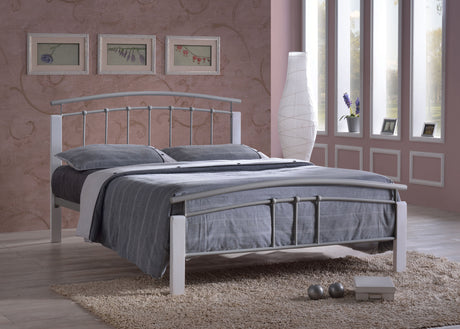 Time Living Bed Frame Single 90cm / Silver & White Tetras Wooden & Metal Bed Frame