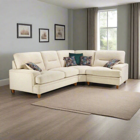 Lebus Corner Sofa Ivory / Oak Trieste Right Hand Facing Corner Sofa
