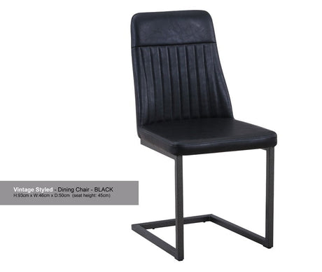 Baumhaus Dining Chair Urban Elegance Antiqued Black Leather Dining Chair Pack of Two