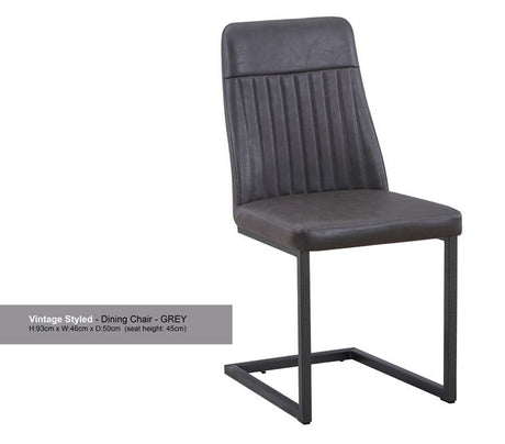 Baumhaus Dining Chair Urban Elegance Antiqued Grey Leather Dining Chair Pack of Two