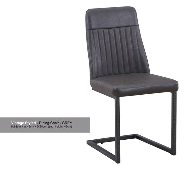 Baumhaus Dining Chair Urban Elegance Antiqued Grey Leather Dining Chair Pack of Two