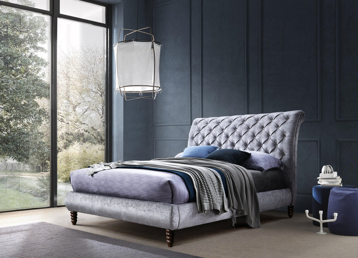 Time Living Bed Frame Double / Grey Venice Luxury Scrolled Bed Frame