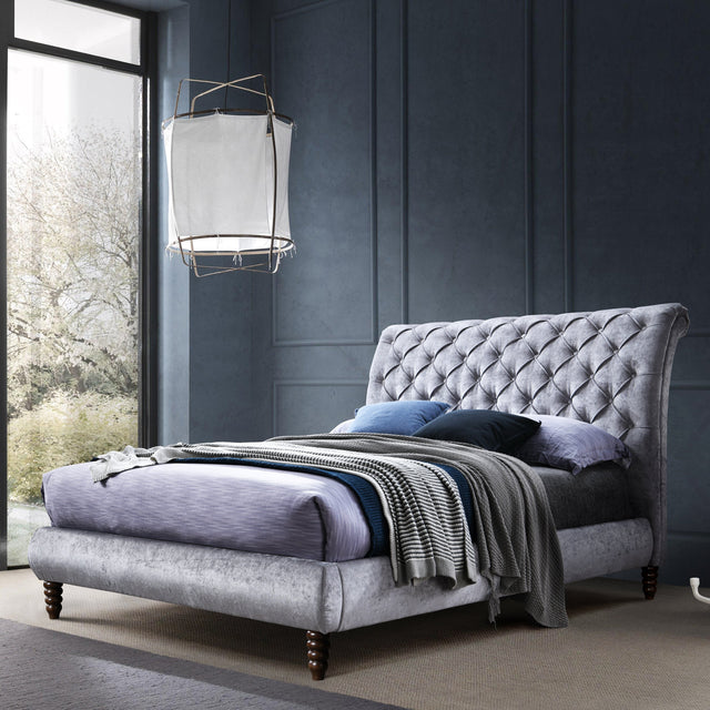 Time Living Bed Frame Double / Grey Venice Luxury Scrolled Bed Frame