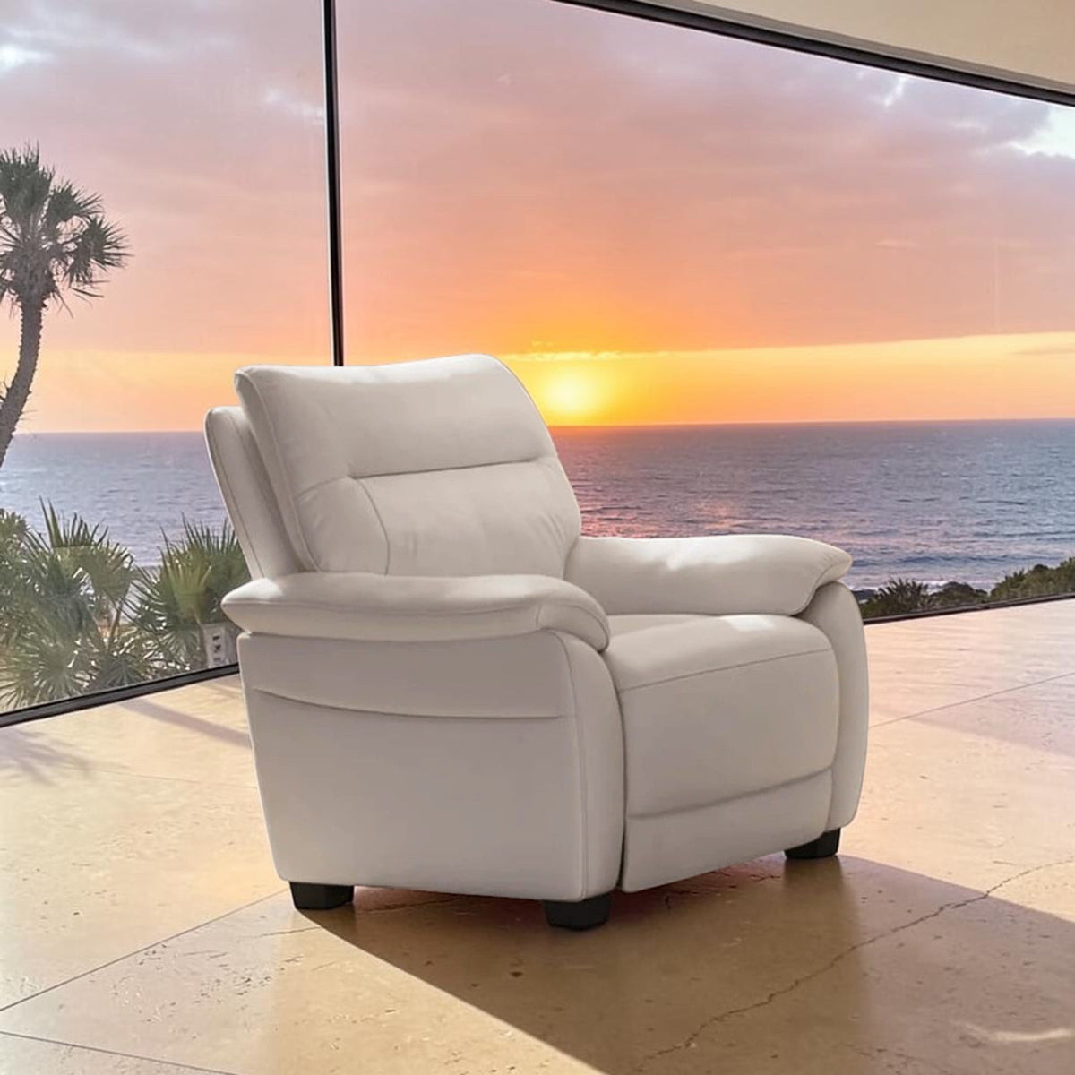 Vida Living Upholstery Armchair Vida Living Nerano Leather Fixed Chair in Cashmere