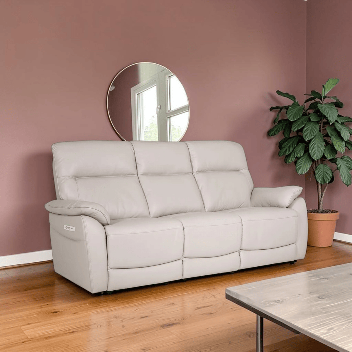 Vida Living Upholstery 3 Seater Sofa Vida Nerano 3 Seater Fixed Sofa Cashmere Leather