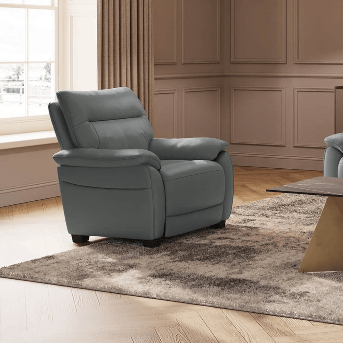 Vida Living Upholstery Armchair Vida Nerano Fixed Chair Steel Leather