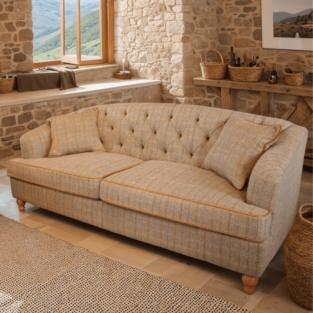 Vintage Sofa Company Armchair Vintage Sofa Buxton 2 Seater Harrington Tweed Fellwood Lodge
