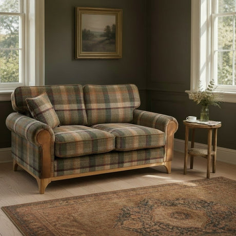 Vintage Sofa Company 3 Seater Sofa Vintage Winderwath 3 Seater Sofa in Malham Green Wool and Tan Leather