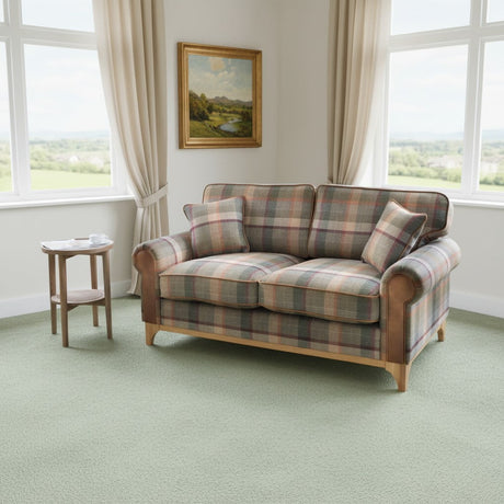 Vintage Sofa Company 3 Seater Sofa Vintage Winderwath 3 Seater Sofa in Malham Green Wool and Tan Leather