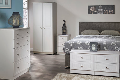Welcome Furniture Bedside Table Warwick 2 Drawer Bedside Locker Cream and Oak WAR005