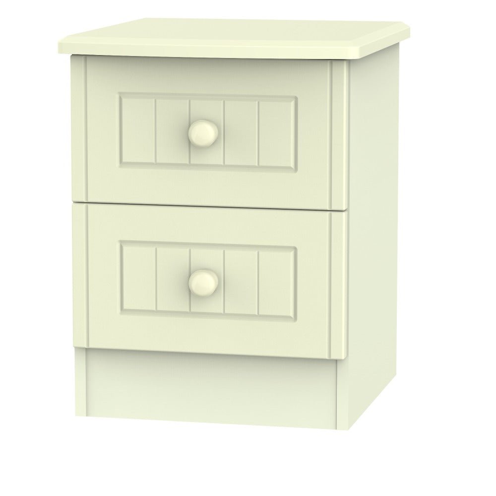 Welcome Furniture Bedside Table Warwick 2 Drawer Bedside Locker Cream WAR005