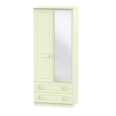 Welcome Furniture Wardrobe DefaultTitle Warwick 2ft 6in 2 Drawer Mirror Robe Cream WAR062