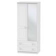 Welcome Furniture Wardrobe DefaultTitle Warwick 2ft 6in 2 Drawer Mirror Robe White WAR062