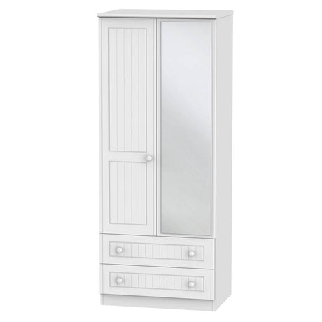 Welcome Furniture Wardrobe DefaultTitle Warwick 2ft 6in 2 Drawer Mirror Robe White WAR062
