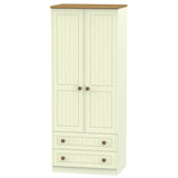Welcome Furniture Wardrobe DefaultTitle Warwick 2ft 6in 2 Drawer Robe Cream and Oak WAR061