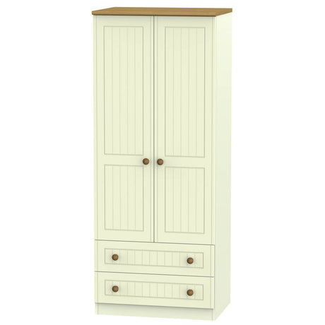 Welcome Furniture Wardrobe DefaultTitle Warwick 2ft 6in 2 Drawer Robe Cream and Oak WAR061