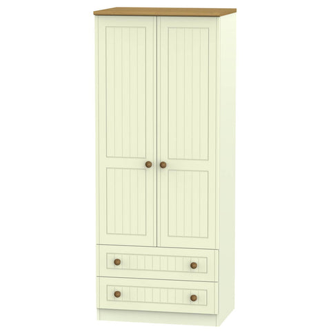 Warwick 2ft 6in 2 Drawer Robe Cream and Oak WAR061