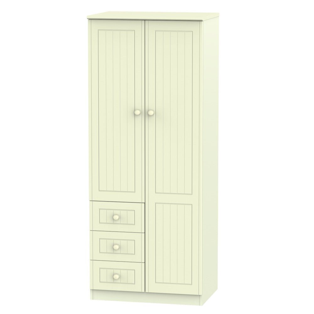 Welcome Furniture Wardrobe DefaultTitle Warwick 2ft 6in Combi Robe Cream WAR 068