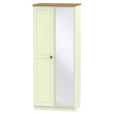 Welcome Furniture Wardrobe DefaultTitle Warwick 2ft 6in Mirror Robe Cream and OakWAR057