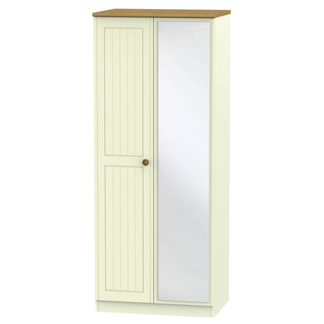 Welcome Furniture Wardrobe DefaultTitle Warwick 2ft 6in Mirror Robe Cream and OakWAR057
