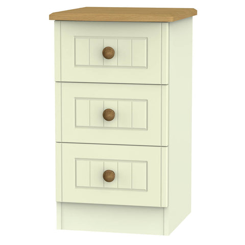 Warwick 3 Drawer Bedside Locker Cream and Oak WAR001