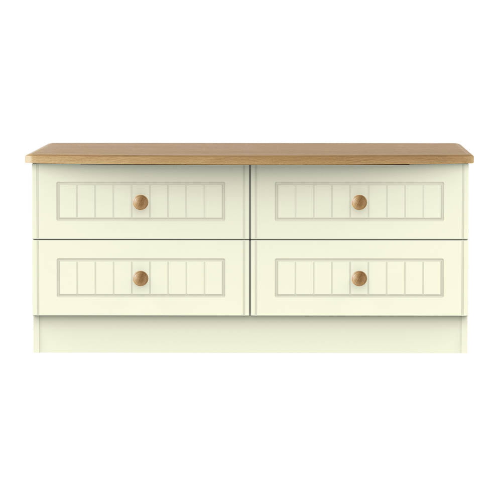 Welcome Furniture Bed Box Drawers DefaultTitle Warwick 4 Drawer Bed Box Cream and Oak WAR036