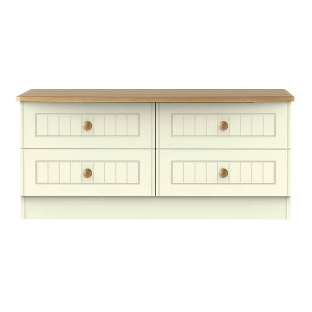 Welcome Furniture Bed Box Drawers DefaultTitle Warwick 4 Drawer Bed Box Cream and Oak WAR036