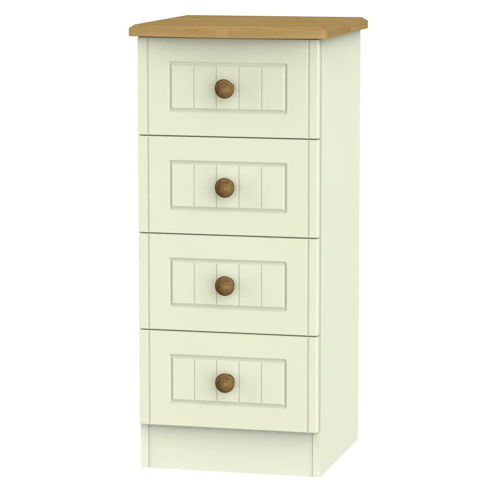 Welcome Furniture Bedside Table DefaultTitle Warwick 4 Drawer Bedside Locker Cream and Oak WAR002