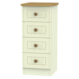 Welcome Furniture Bedside Table DefaultTitle Warwick 4 Drawer Bedside Locker Cream and Oak WAR002