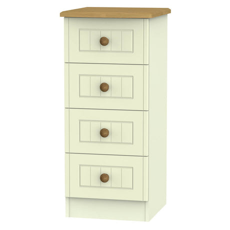 Welcome Furniture Bedside Table DefaultTitle Warwick 4 Drawer Bedside Locker Cream and Oak WAR002