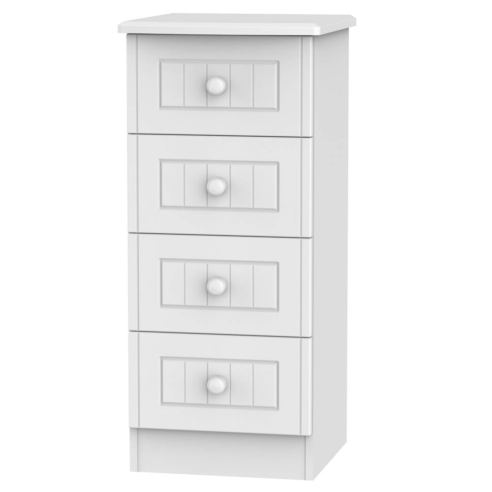 Welcome Furniture Bedside Table DefaultTitle Warwick 4 Drawer Bedside Locker White WAR002