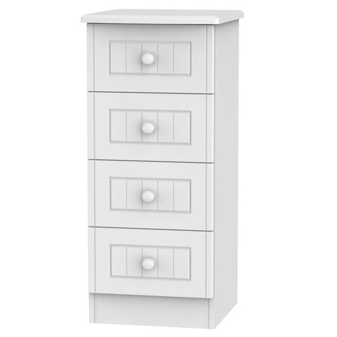 Warwick 4 Drawer Bedside Locker White WAR002