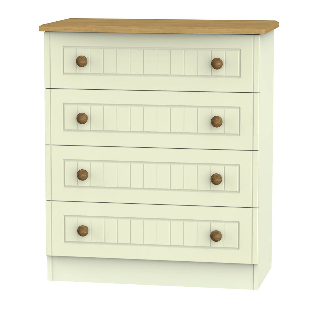 Welcome Furniture Chest of Drawers DefaultTitle Warwick 4 Drawer Chest of Drawers Cream and Oak WAR011
