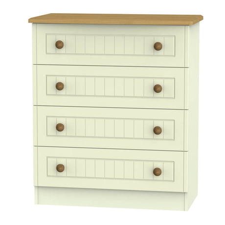 Welcome Furniture Chest of Drawers DefaultTitle Warwick 4 Drawer Chest of Drawers Cream and Oak WAR011