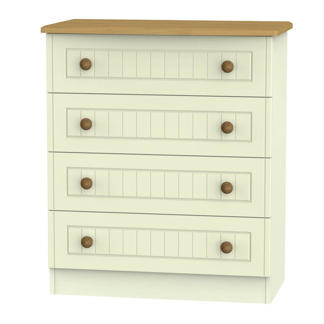 Welcome Furniture Chest of Drawers DefaultTitle Warwick 4 Drawer Chest of Drawers Cream and Oak WAR011