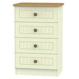Welcome Furniture Chest of Drawers DefaultTitle Warwick 4 Drawer Midi Chest of Drawers Cream and Oak WAR008