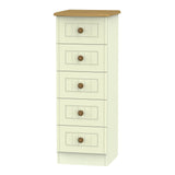 Welcome Furniture Bedside Table DefaultTitle Warwick 5 Drawer Bedside Locker Cream and Oak WAR003