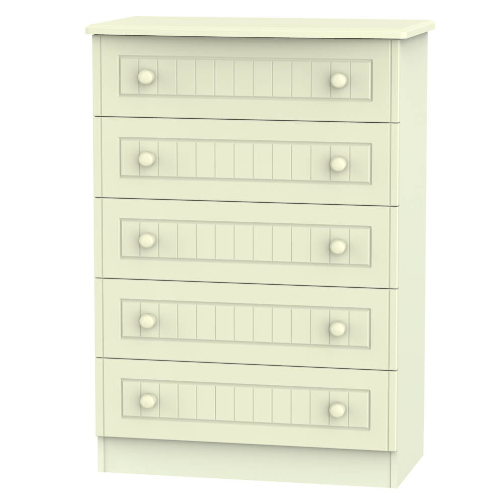 Welcome Furniture Chest of Drawers DefaultTitle Warwick 5 Drawer Chest of Drawers Cream WAR012